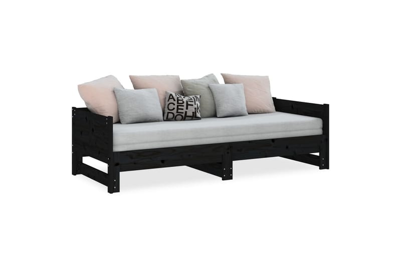beBasic Uttrekkbar dagseng svart heltre furu 2x(90x190) cm - Svart - Møbler - Sofaer - Dagsenger