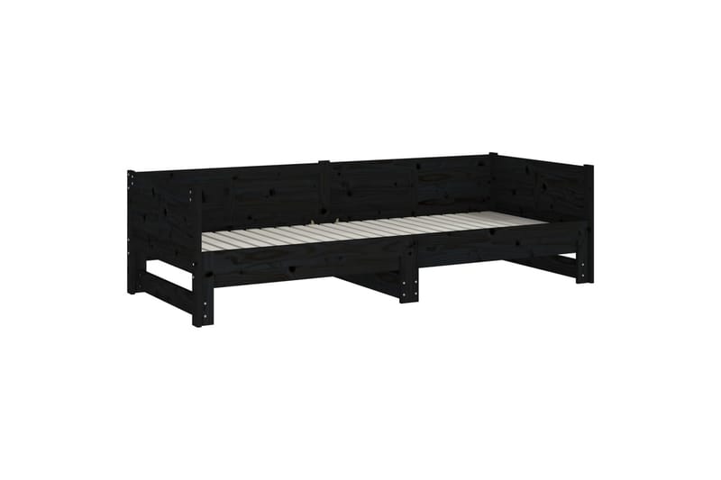beBasic Uttrekkbar dagseng svart heltre furu 2x(90x190) cm - Svart - Møbler - Sofaer - Dagsenger