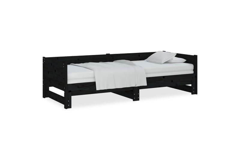 beBasic Uttrekkbar dagseng svart heltre furu 2x(90x190) cm - Svart - Møbler - Sofaer - Dagsenger