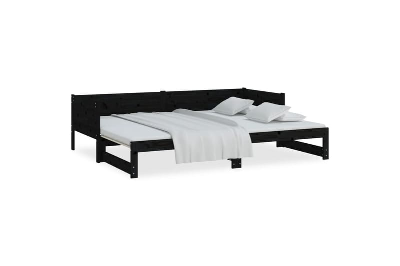 beBasic Uttrekkbar dagseng svart heltre furu 2x(90x190) cm - Svart - Møbler - Sofaer - Dagsenger