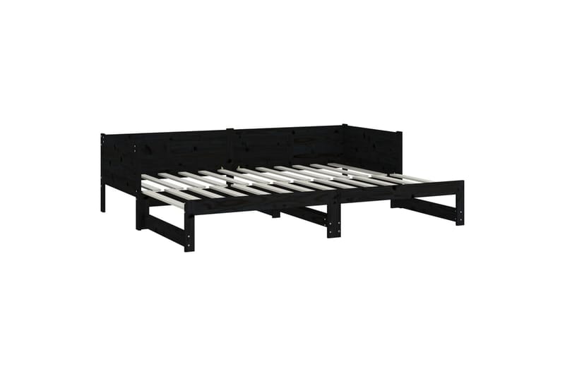 beBasic Uttrekkbar dagseng svart heltre furu 2x(90x190) cm - Svart - Møbler - Sofaer - Dagsenger