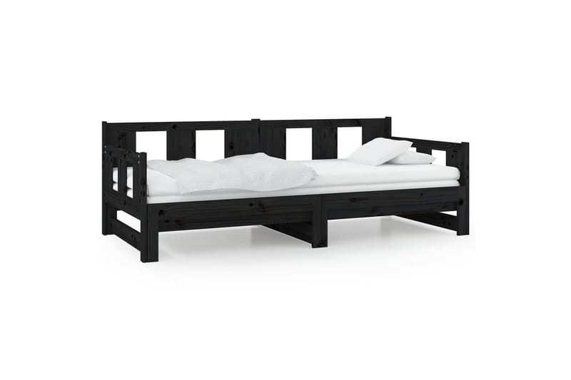 beBasic Uttrekkbar dagseng svart heltre furu 2x(90x190) cm - Svart - Møbler - Sofaer - Dagsenger