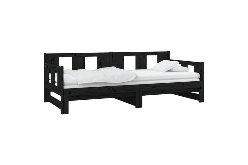 beBasic Uttrekkbar dagseng svart heltre furu 2x(90x190) cm - Svart - Møbler - Sofaer - Dagsenger