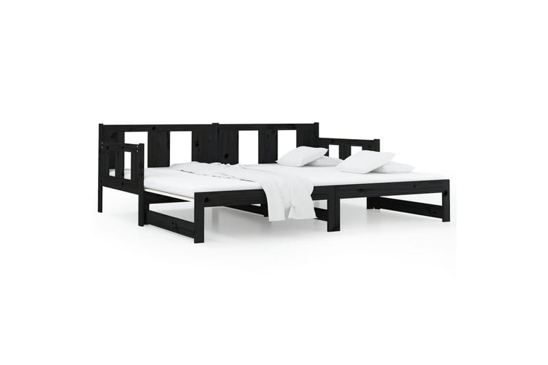 beBasic Uttrekkbar dagseng svart heltre furu 2x(90x190) cm - Svart - Møbler - Sofaer - Dagsenger