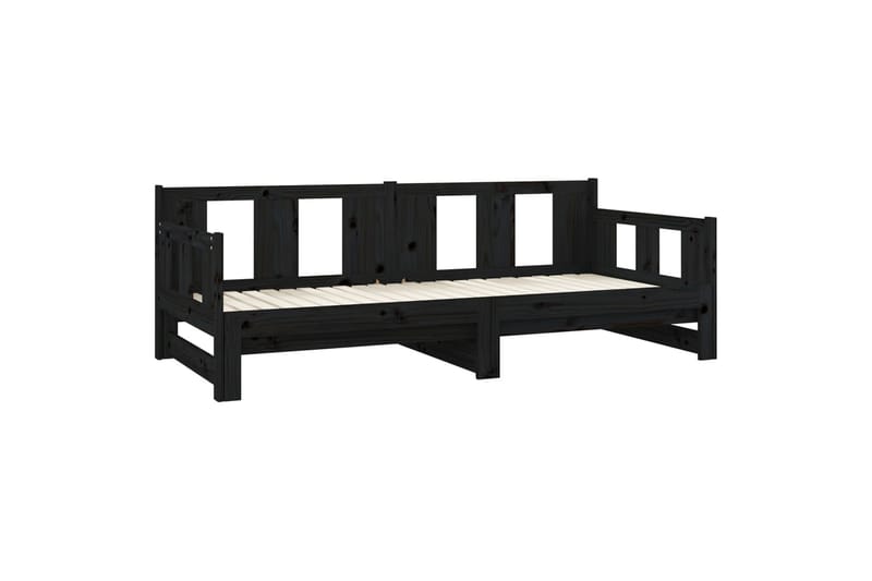 beBasic Uttrekkbar dagseng svart heltre furu 2x(90x190) cm - Svart - Møbler - Sofaer - Dagsenger