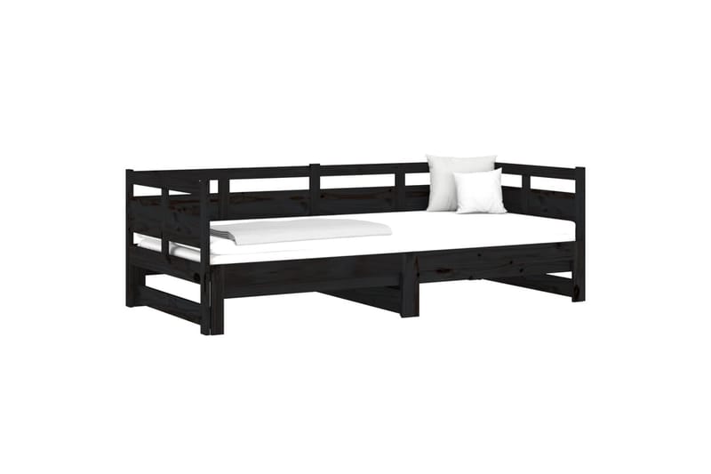 beBasic Uttrekkbar dagseng svart heltre furu 2x(90x190) cm - Svart - Møbler - Sofaer - Dagsenger