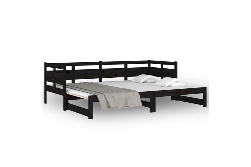 beBasic Uttrekkbar dagseng svart heltre furu 2x(90x190) cm - Svart - Møbler - Sofaer - Dagsenger