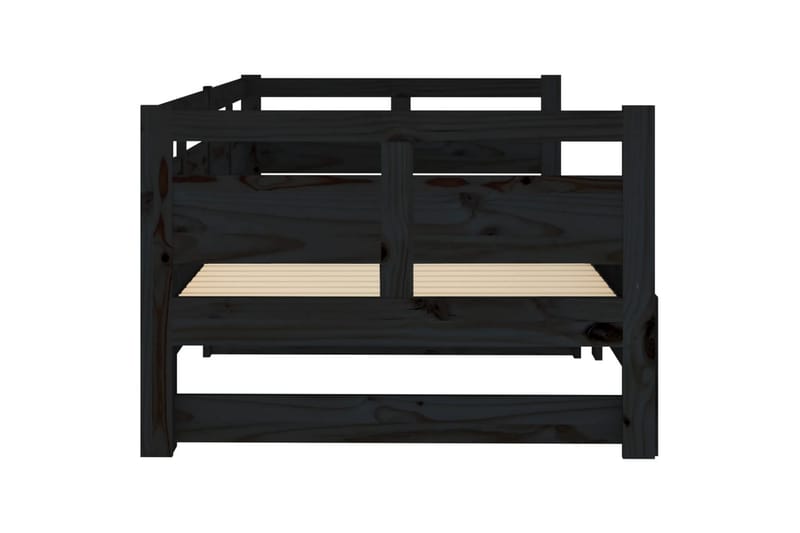 beBasic Uttrekkbar dagseng svart heltre furu 2x(90x190) cm - Svart - Møbler - Sofaer - Dagsenger