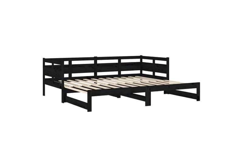 beBasic Uttrekkbar dagseng svart heltre furu 2x(90x190) cm - Svart - Møbler - Sofaer - Dagsenger
