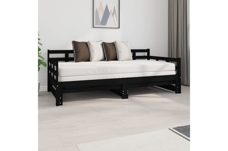 beBasic Uttrekkbar dagseng svart heltre furu 2x(90x190) cm - Svart - Møbler - Senger - Sengeramme & sengestamme