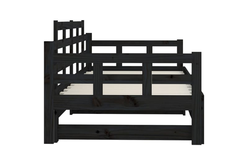 beBasic Uttrekkbar dagseng svart heltre furu 2x(90x200) cm - Svart - Møbler - Sofaer - Dagsenger