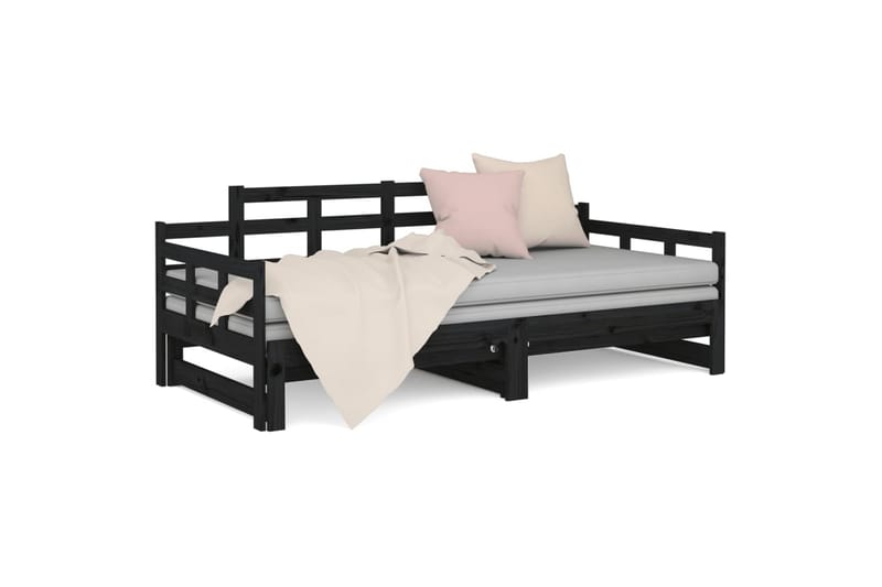 beBasic Uttrekkbar dagseng svart heltre furu 2x(90x200) cm - Svart - Møbler - Sofaer - Dagsenger