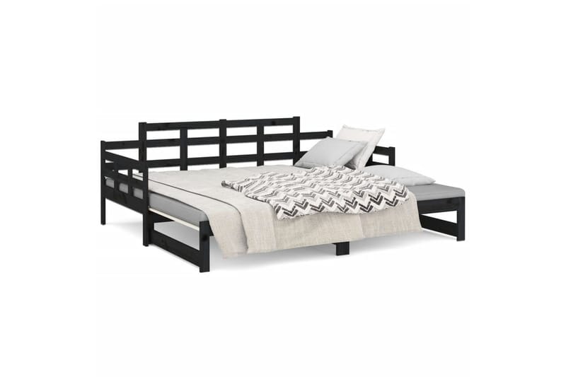 beBasic Uttrekkbar dagseng svart heltre furu 2x(90x200) cm - Svart - Møbler - Sofaer - Dagsenger