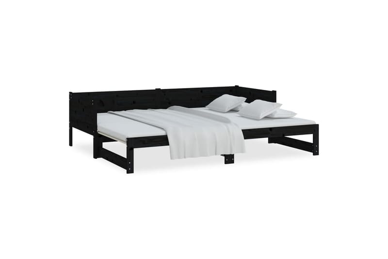beBasic Uttrekkbar dagseng svart heltre furu 2x(90x200) cm - Svart - Møbler - Senger - Sengeramme & sengestamme