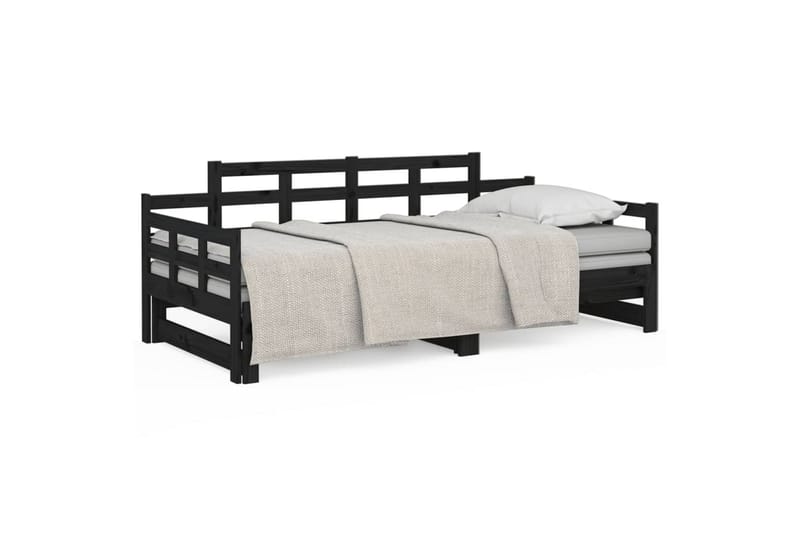 beBasic Uttrekkbar dagseng svart heltre furu 2x(90x200) cm - Svart - Møbler - Sofaer - Dagsenger