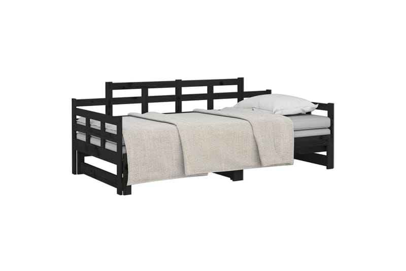 beBasic Uttrekkbar dagseng svart heltre furu 2x(90x200) cm - Svart - Møbler - Sofaer - Dagsenger