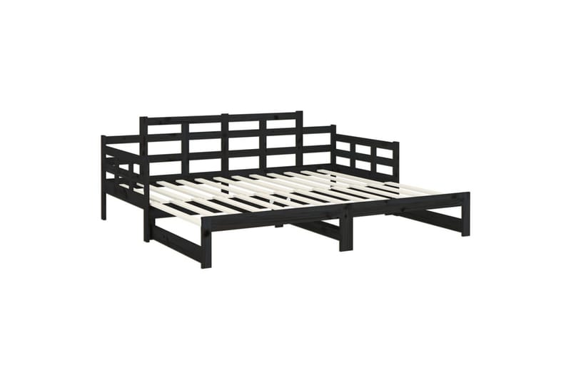beBasic Uttrekkbar dagseng svart heltre furu 2x(90x200) cm - Svart - Møbler - Sofaer - Dagsenger