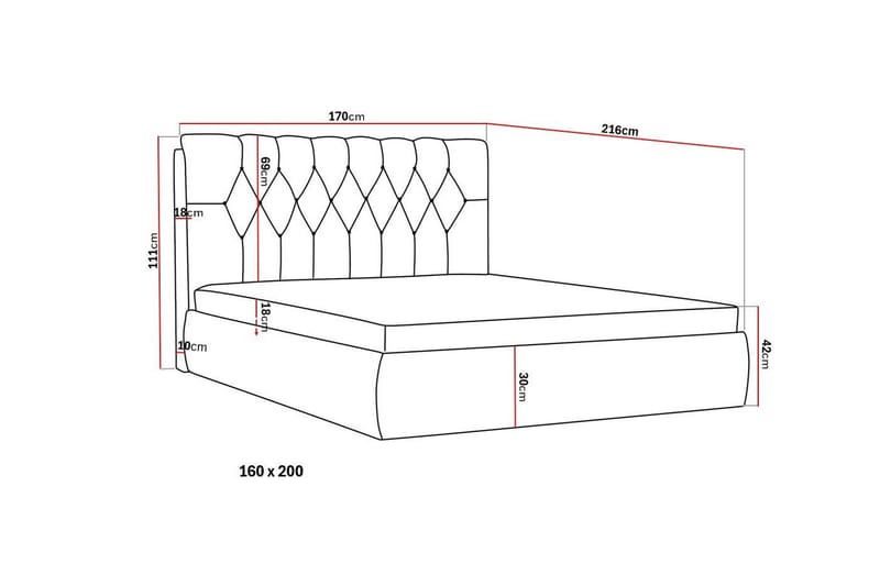Bedford Sengpakke med Oppbevaring 160x200 cm - Beige - Møbler - Senger - Komplett sengepakke