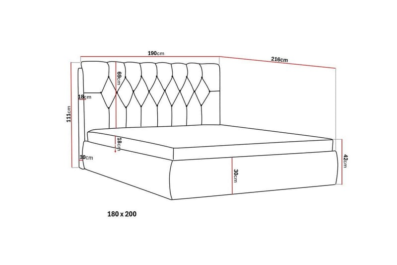 Bedford Sengpakke med Oppbevaring 180x200 cm - Svart - Møbler - Senger - Komplett sengepakke