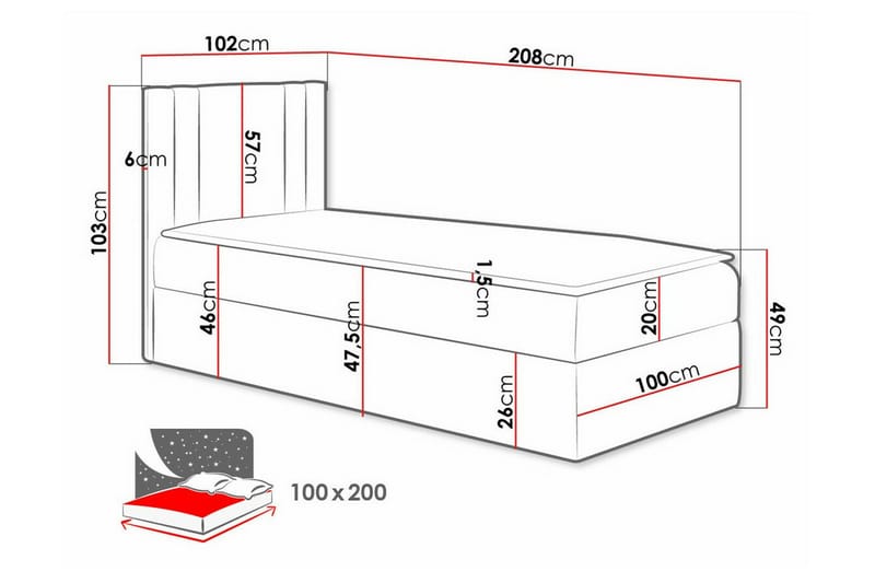 Betvallen Sengeramme 100x200 cm - Mørkerosa - Sengeramme & sengestamme