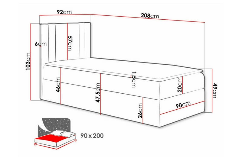 Betvallen Sengeramme 90x200 cm - Mørkegrå - Sengeramme & sengestamme