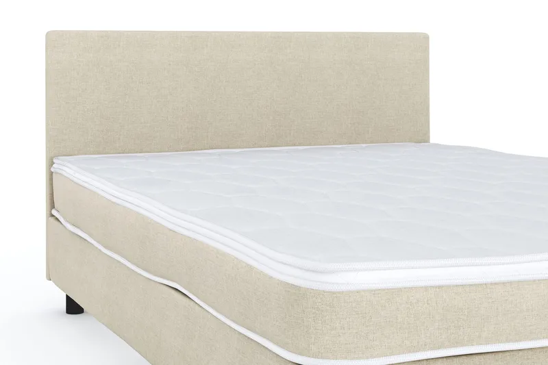 Billingen Komplett Sengepakke – Kontinentalseng 120x200 cm i Stoff med Sengegavl + Overmadrass med Fasthetsgrad Medium - Beige - Møbler - Senger - Komplett sengepakke