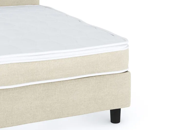 Billingen Komplett Sengepakke – Kontinentalseng 120x200 cm i Stoff med Sengegavl + Overmadrass med Fasthetsgrad Medium - Beige - Møbler - Senger - Komplett sengepakke
