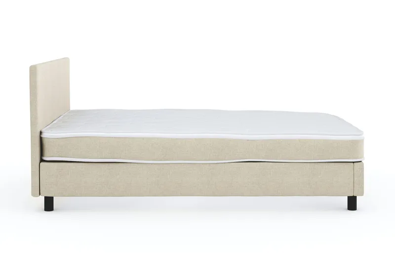 Billingen Komplett Sengepakke – Kontinentalseng 120x200 cm i Stoff med Sengegavl + Overmadrass med Fasthetsgrad Medium - Beige - Møbler - Senger - Komplett sengepakke