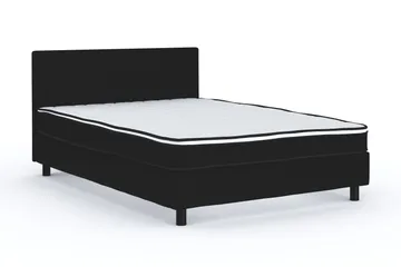 Billingen Komplett Sengepakke – Kontinentalseng 140x200 cm i Stoff med Sengegavl + Overmadrass med Fasthetsgrad Medium - Svart - Møbler - Senger - Enkeltsenger