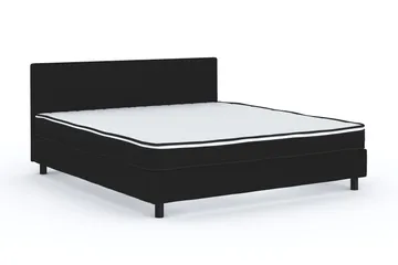 Billingen Komplett Sengepakke – Kontinentalseng 160x200 cm i Stoff med Sengegavl + Overmadrass med Fasthetsgrad Medium - Svart - Møbler - Senger - Enkeltsenger