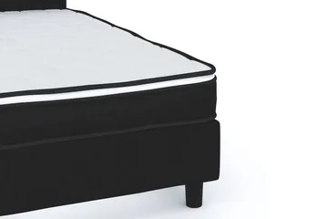 Billingen Komplett Sengepakke – Kontinentalseng 180x200 cm i Stoff med Sengegavl + Overmadrass med Fasthetsgrad Medium - Svart - Møbler - Senger - Kontinentalsenger