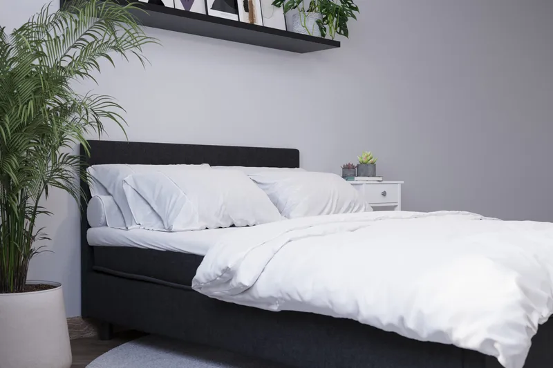 Billingen Kontinentalseng 120x200 cm i Stoff med Fasthetsgrad Medium - Svart - Møbler - Senger - Enkeltsenger
