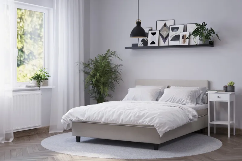 Billingen Kontinentalseng 90x200 cm i Stoff med Fasthetsgrad Medium - Beige - Møbler - Senger - Enkeltsenger