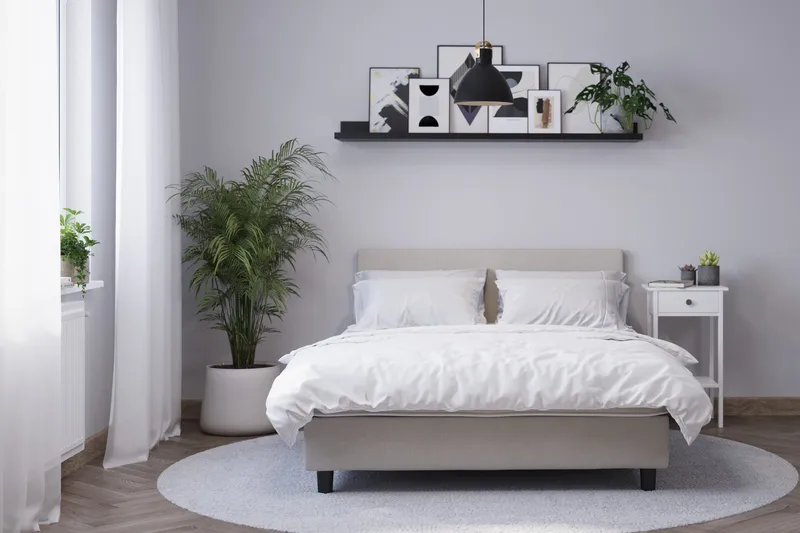 Billingen Kontinentalseng 90x200 cm i Stoff med Fasthetsgrad Medium - Beige - Møbler - Senger - Enkeltsenger
