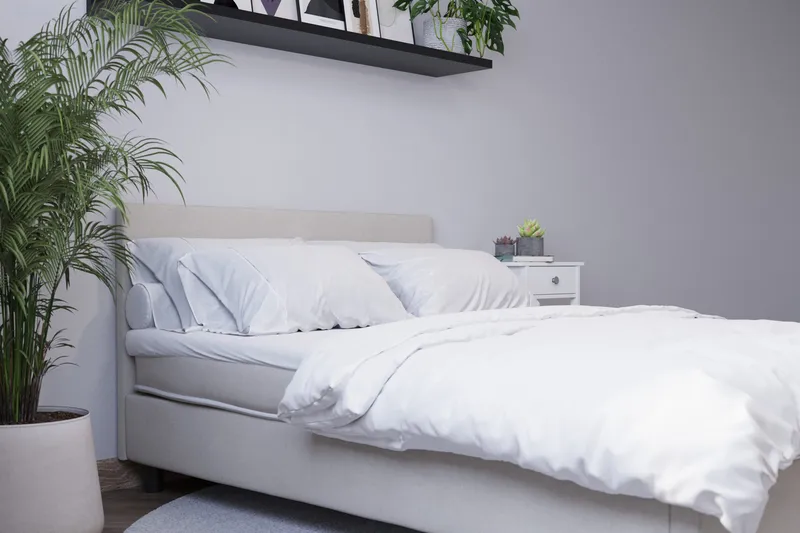 Billingen Kontinentalseng 90x200 cm i Stoff med Fasthetsgrad Medium - Beige - Møbler - Senger - Enkeltsenger