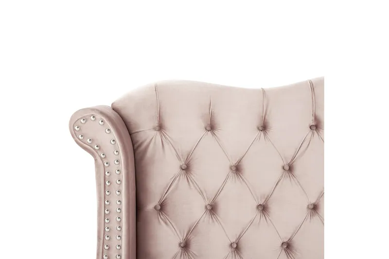 Bode Myk Sengeramme 180x200 cm i Fløyel med Sengegavl - Rosa - Møbler - Senger - Sengeramme & sengestamme