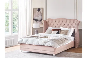 Bode Myk Sengeramme 180x200 cm i Fløyel med Sengegavl - Rosa - Møbler - Senger - Sengeramme & sengestamme
