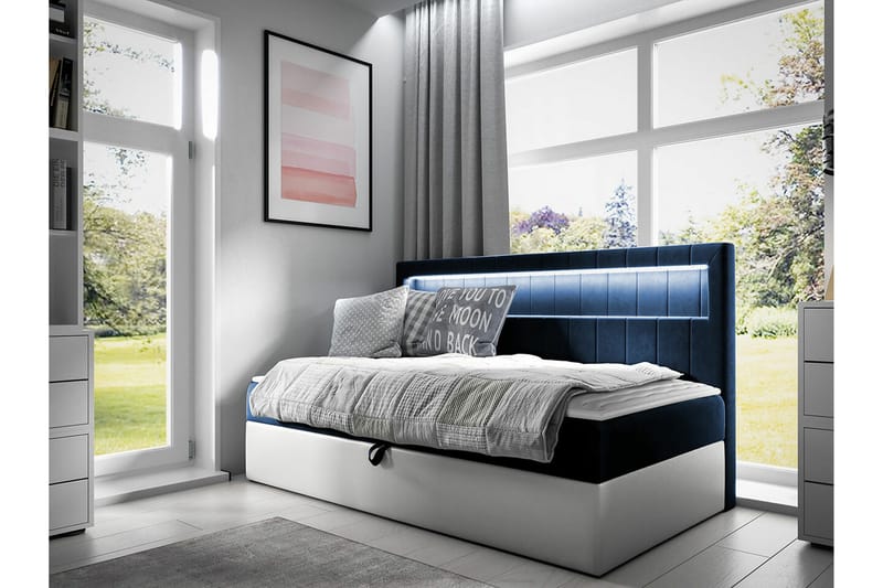 Boisdale Sengeramme 80x200 cm - Mørkeblå/Hvit - Sengeramme & sengestamme