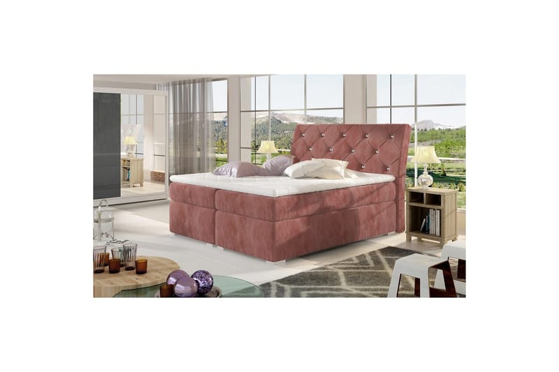Box Spring Eltap Balvin - 140x200 cm, Kronos 29, Rosa - Møbler - Senger - Kontinentalsenger