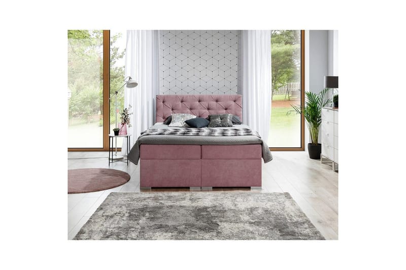 Box Spring Eltap Balvin - 140x200 cm, Soro 61, Rosa - Møbler - Senger - Kontinentalsenger