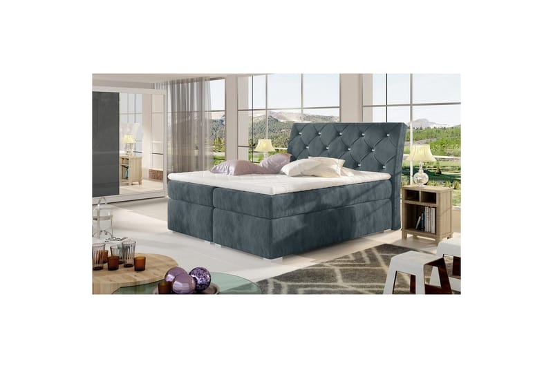 Box Spring Eltap Balvin - 140x200 cm, Paros 06, mørk grå - Møbler - Senger - Kontinentalsenger