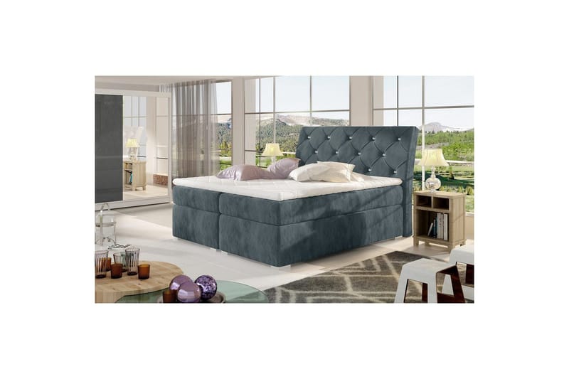 Box Spring Eltap Balvin - 140x200 cm, Paros 06, mørk grå - Møbler - Senger - Kontinentalsenger