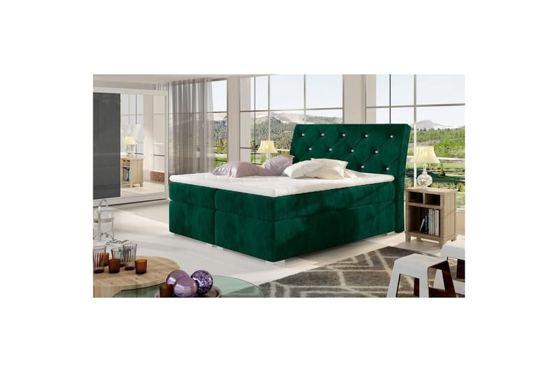 Box Spring Eltap Balvin - 160x200 cm, Kronos 19, Mørk grønn - Møbler - Senger - Kontinentalsenger
