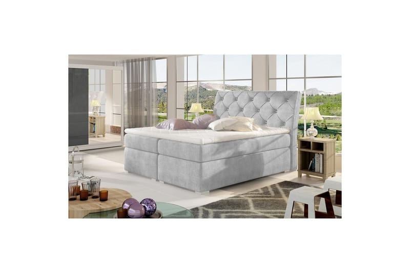 Box Spring Eltap Balvin - 160x200 cm, Omega 02, Grå - Møbler - Senger - Kontinentalsenger