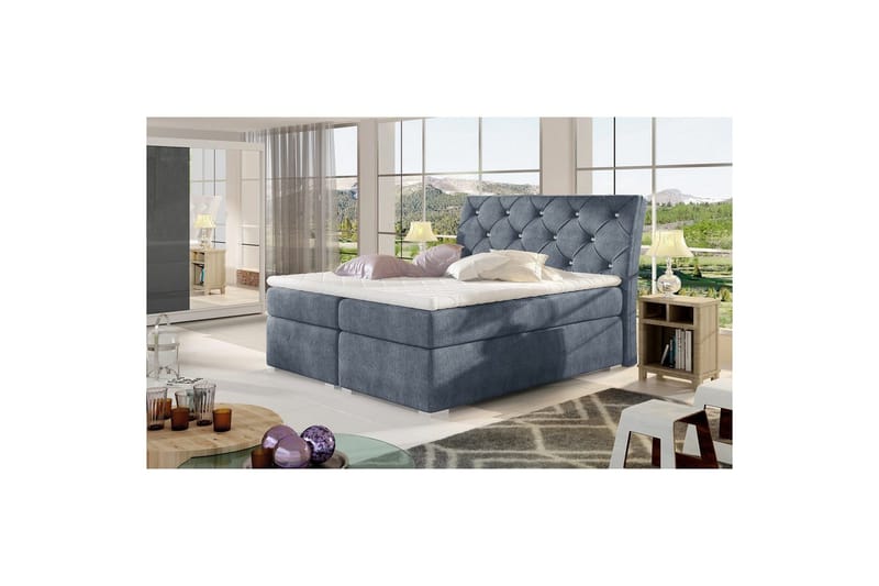 Box Spring Eltap Balvin - 160x200 cm, Omega 86, Blå - Møbler - Senger - Kontinentalsenger
