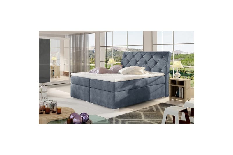 Box Spring Eltap Balvin - 160x200 cm, Omega 86, Blå - Møbler - Senger - Kontinentalsenger