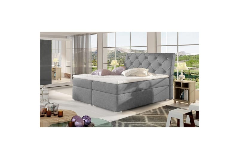 Box Spring Eltap Balvin - 160x200 cm, Sawana 21, Grå - Møbler - Senger - Kontinentalsenger