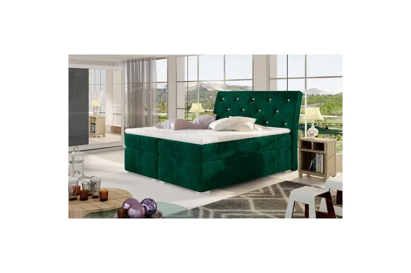 Box Spring Eltap Balvin - 180x200 cm, Kronos 19, Mørk grønn - Møbler - Senger - Kontinentalsenger