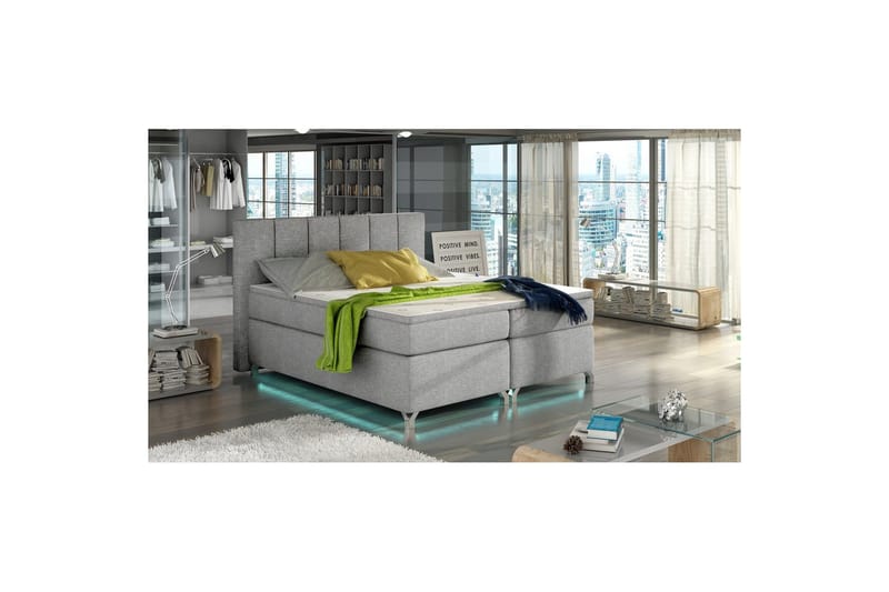 Box Spring Eltap Basilio med LED - Sawana 21, Grå, 180x200 cm - Møbler - Senger - Komplett sengepakke