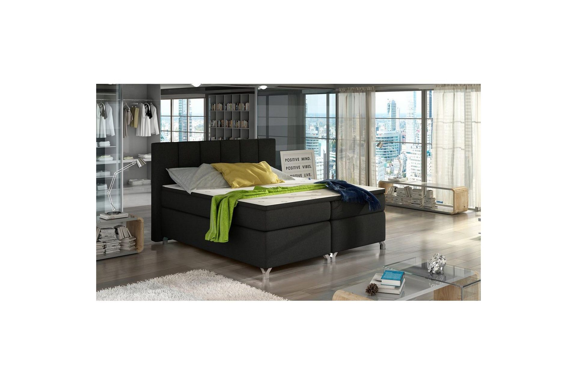 Box Spring Eltap Basilio - Sawana 14, Svart, 160x200 cm